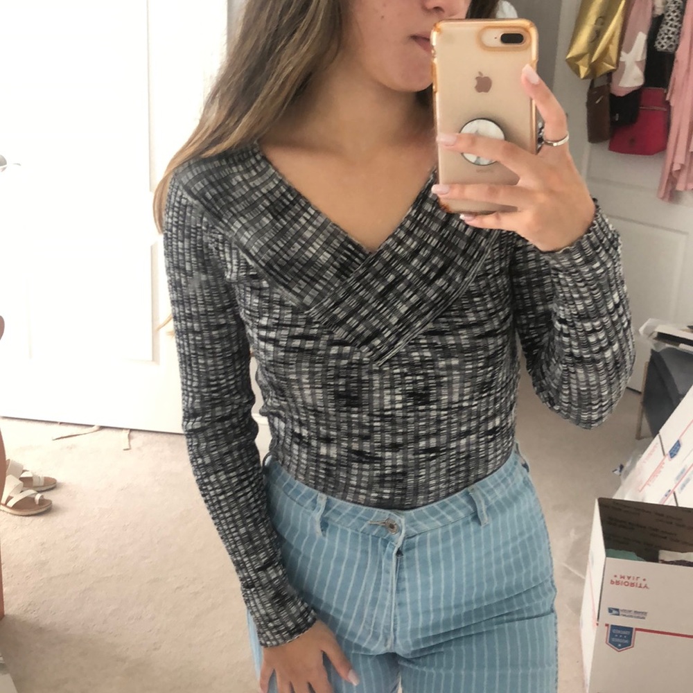 Black and white cotton sweater tunic